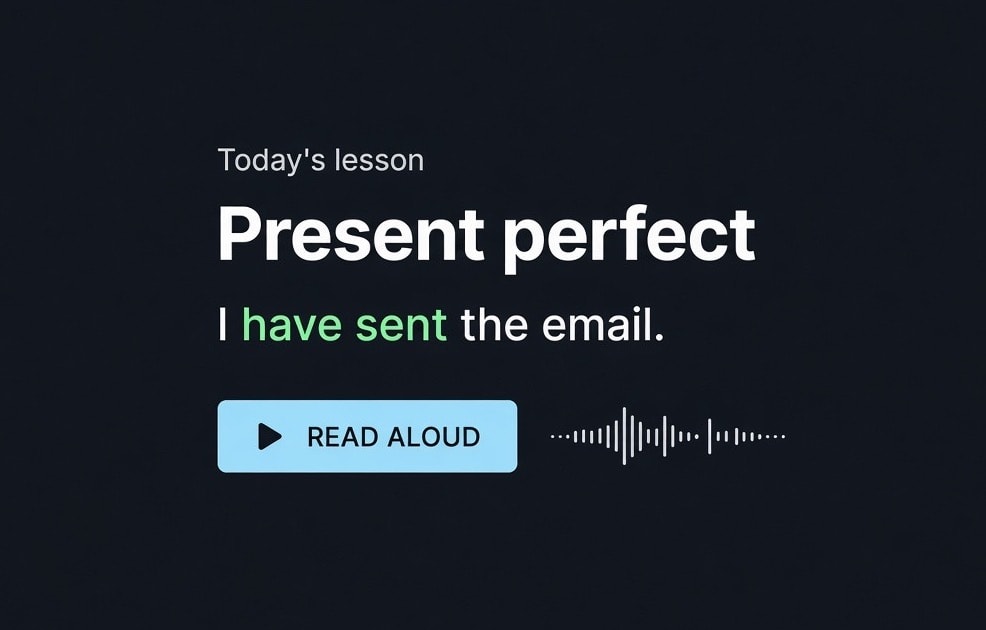 A daily speaking lesson with a sentence to read aloud